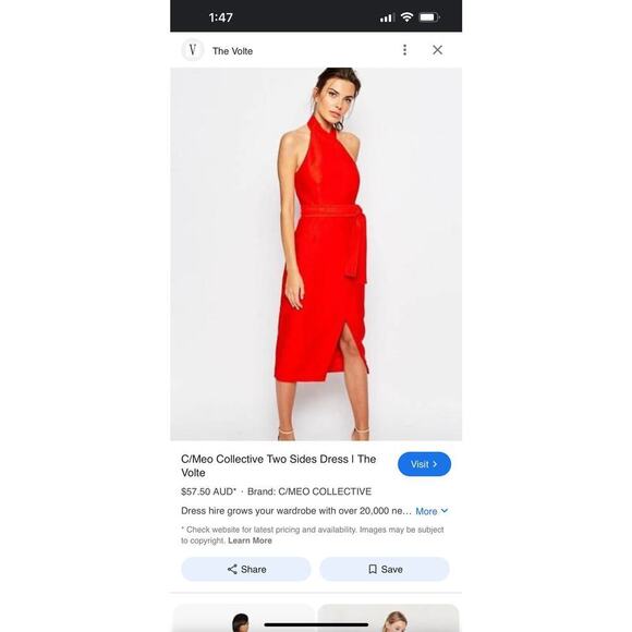 C/Meo Collective Two Sides Halter Red Midi Dress Women's Size S - Picture 3 of 16